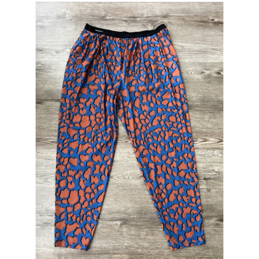 Corey Lynn Calter Pull On Slim Ankle Pants Womens M Blue Rust Leopard Print